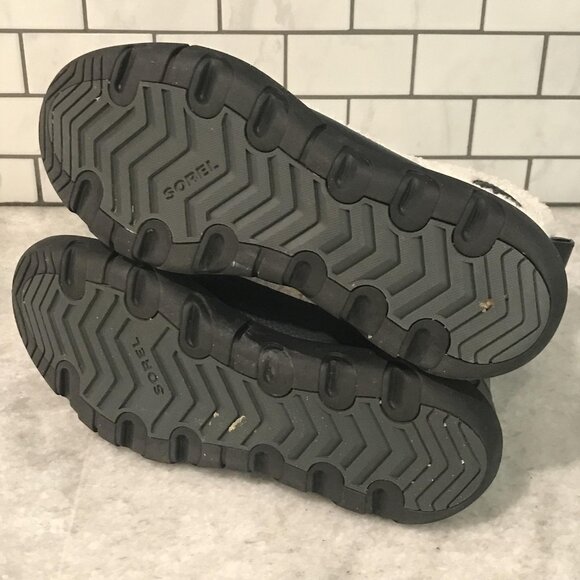 Sorel Boots Womens Size 9 Black White Sherpa Lace Up Snow Explorer II Joan Cozy - Picture 7 of 9